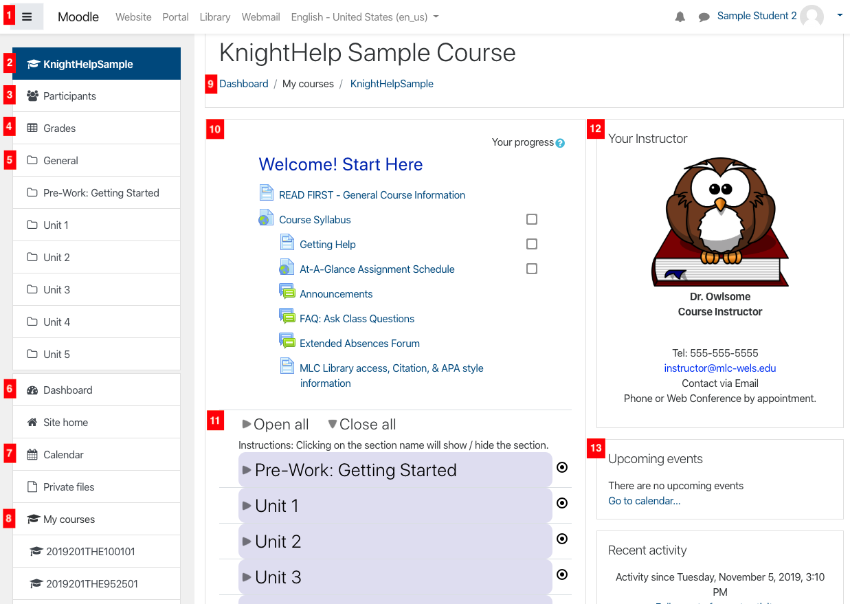 Course Navigation MLC KnightHelp